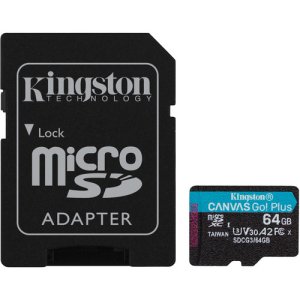 Картка пам'ятi KINGSTON microSDXC 64Gb Canvas Go+ U3 V30 (R170/W70)+ad 